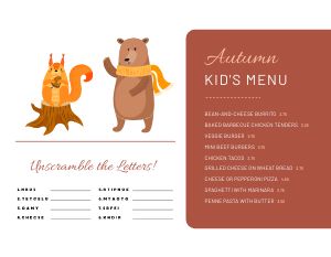 Autumn Kids Menu