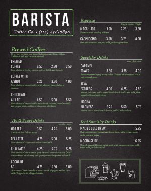 Coffee Truck Menu Poster