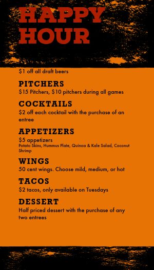 Textured Orange Sports Bar Tall Digital Menu Board