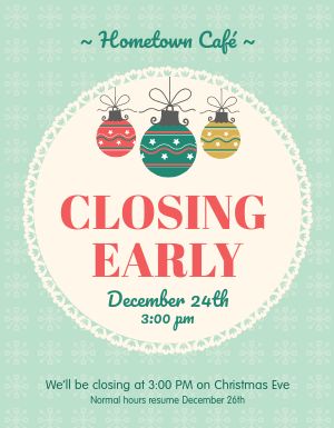 Christmas Closing Early Flyer