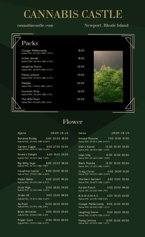 Forest Green Dispensary Menu