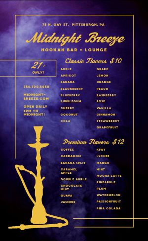 Midnight Hookah Menu