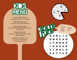 Pizza Oven Kids Menu