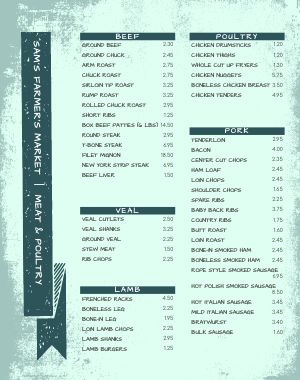 Butcher Farmstand Menu Poster