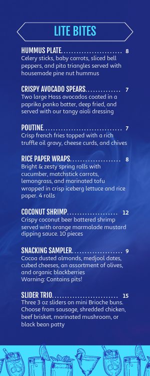 Blue Night Club Half Page Menu