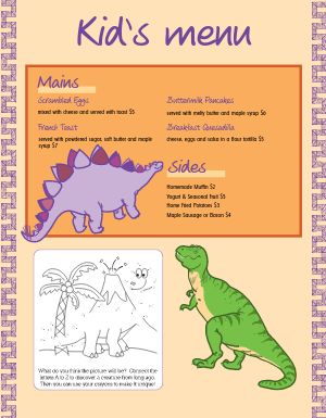 Dinosaur Kids Menu