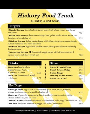 Burger Food Cart Menu Poster