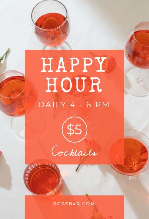 Simple Orange Happy Hour Table Tent