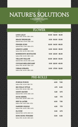 Simple Dispensary Menu