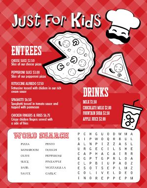 Pizza Kids Menu