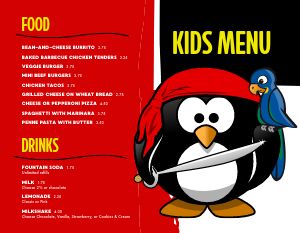 Pirate Children's Menu