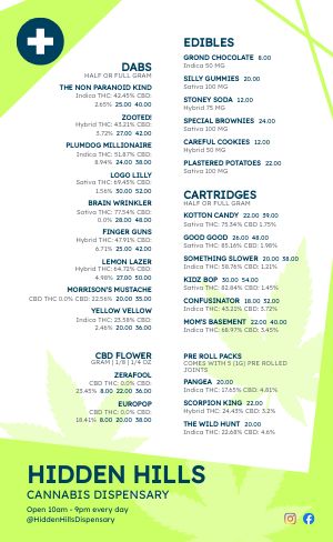 Neon Dispensary Menu