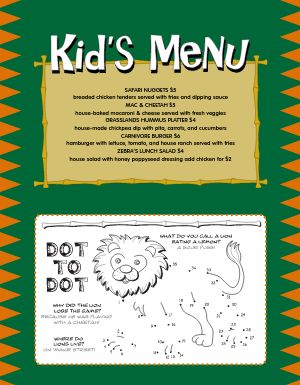 Jungle Kids Breakfast Menu