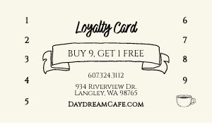 Cafe Customer Card