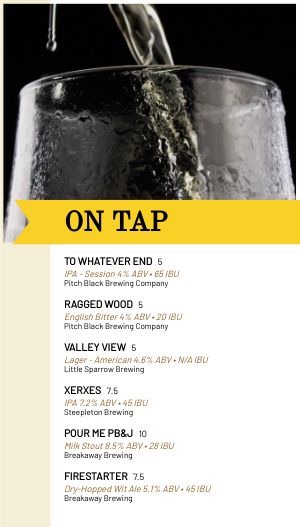 Tap Room Bar Video Menu Board