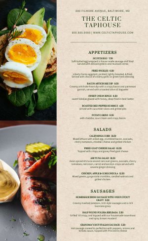 Upscale Irish Menu