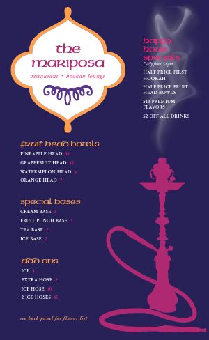 Essential Hookah Lounge Menu