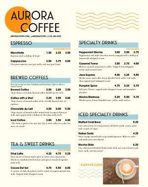 Coffee Cart Menu Poster