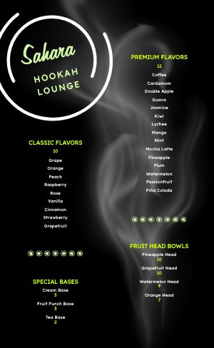 Printable Hookah Menu