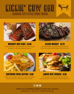 BBQ Style Food Truck Menu Poster