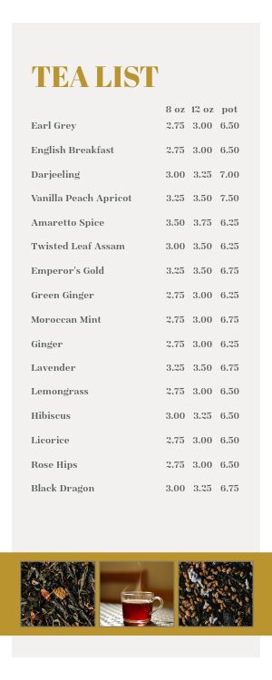 Cafe List Half Page Menu