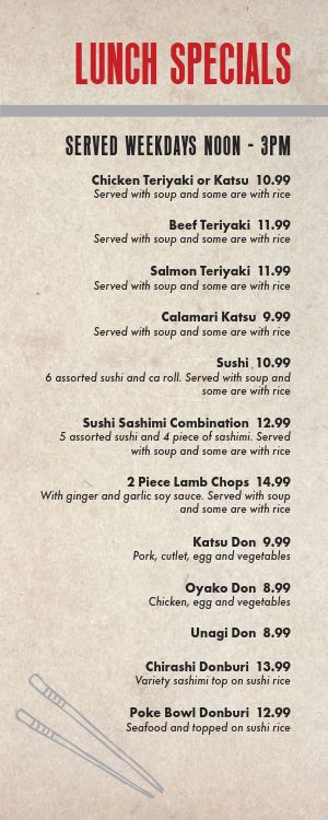 Japanese Lunch Half Page Menu