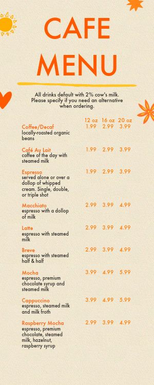 Citrus Breakfast Half Page Menu