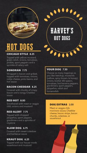 Hot Dog Tall Digital Menu Board