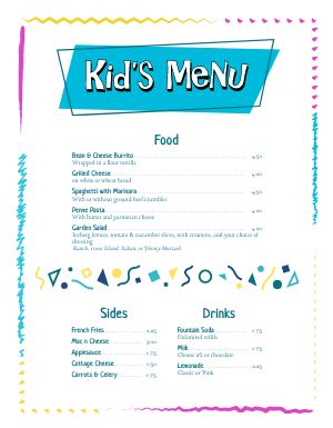 Abstract Colors Kids Menu