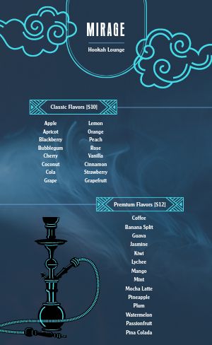 Dark Blue Hookah Menu