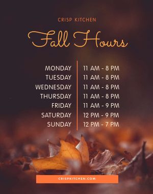 Leafy Fall Hours Sandwich Board