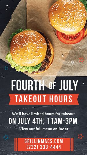 Fourth of July Burgers Instagram Story