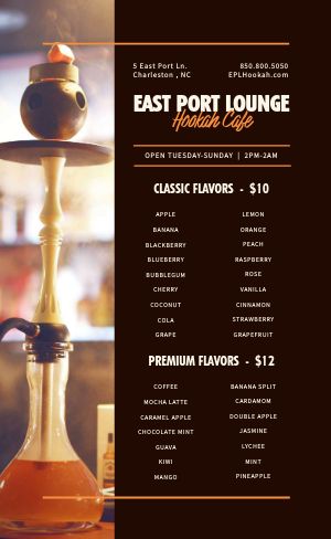 Vase Hookah Menu