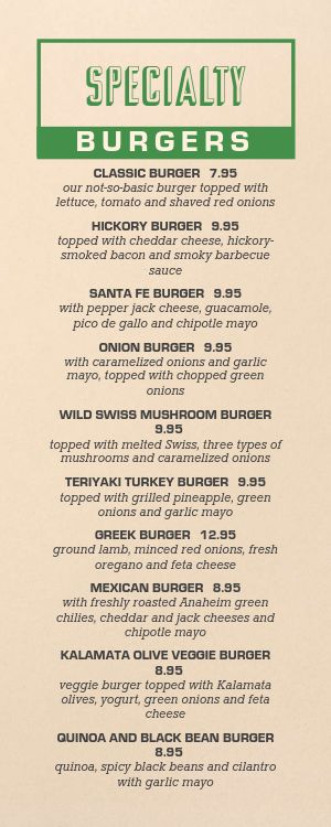 Burger Half Page Menu