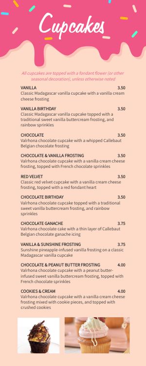 Cupcake Half Page Menu