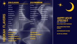 Night Sky Hookah Digital Menu Board