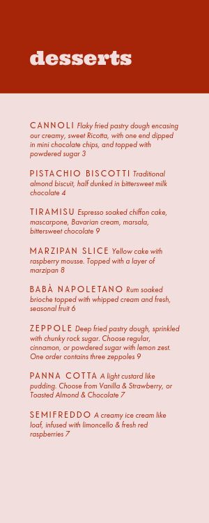 Two Toned Italian Half Page Menu