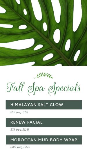 Spa Specials Instagram Story