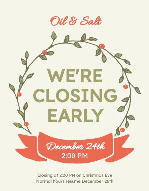 Christmas Closing Hours Flyer