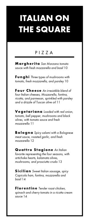 Editable Italian Half Page Menu