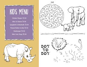 Safari Kids Menu