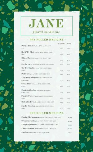 Green Dispensary Menu