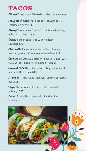 Easy Design Mexican Tall Digital Menu Board