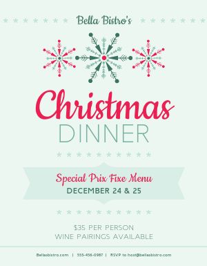 Christmas Prix Fixe Dinner Flyer