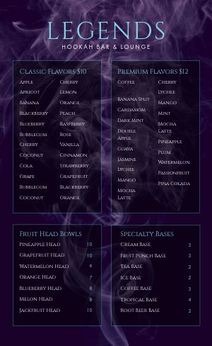 Hookah Lounge Menu