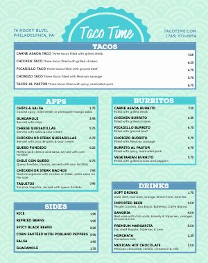 Taco Food Cart Menu Poster