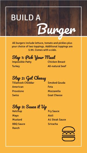 Modern Rustic Burger Tall Digital Menu Board