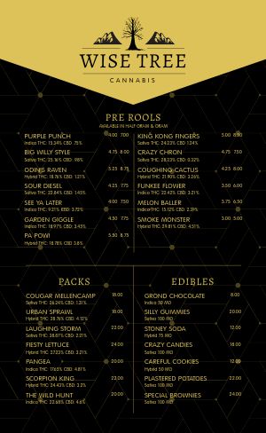 Dispensary Cannabis Menu