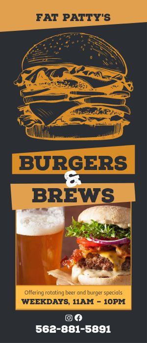 Burgers and Brews Rack Card