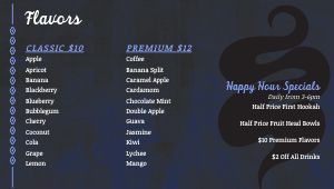 Customizable Hookah Digital Menu Board